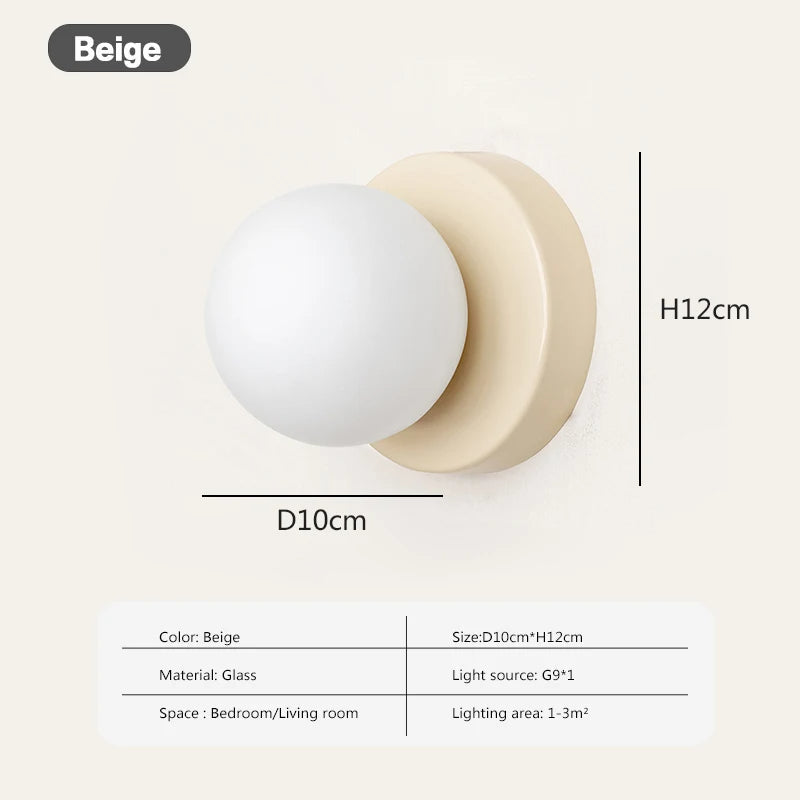LumoVela Slim Glass Orb Wall Light Nordic LED Sconce - OpalDwell