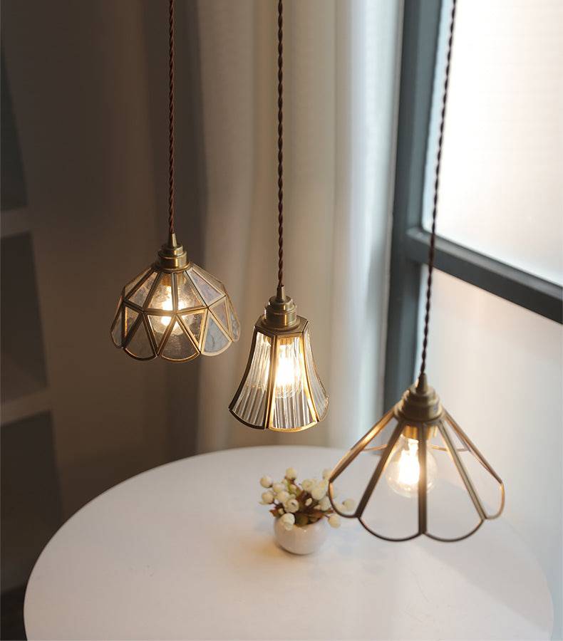 Elara Brass and Clear Glass Pendant Lamp With Twisted Cord - OpalDwell