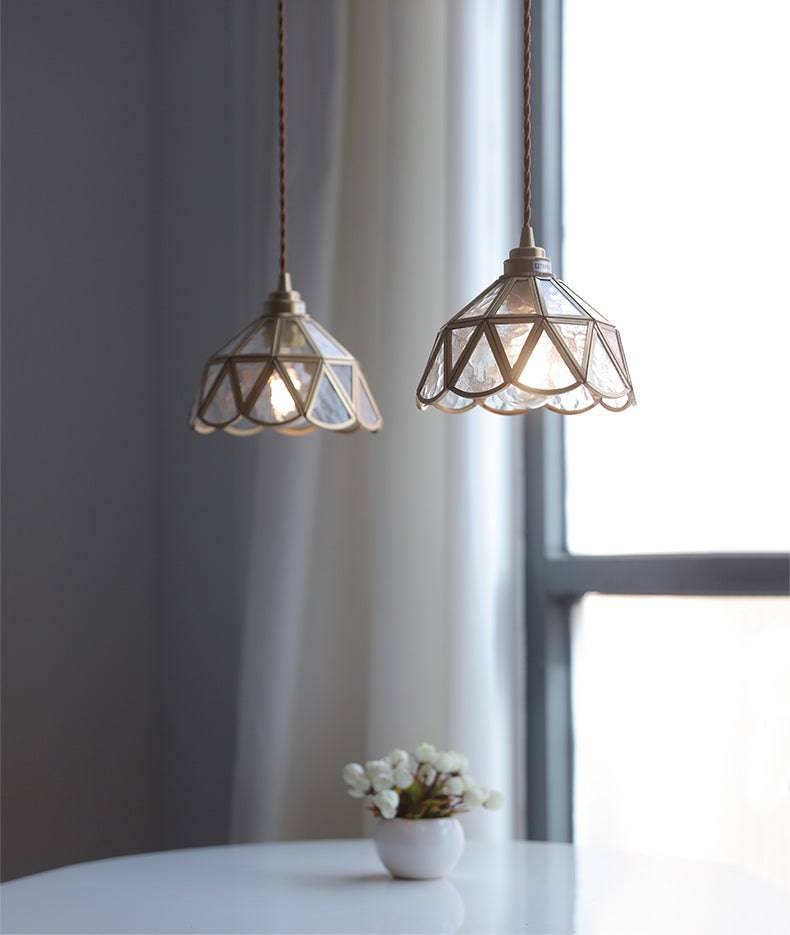 Elara Brass and Clear Glass Pendant Lamp With Twisted Cord - OpalDwell