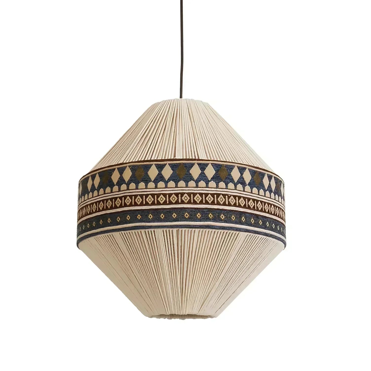 Astraea Boho Fringe Pendant Lamp with Geometric Weave - OpalDwell