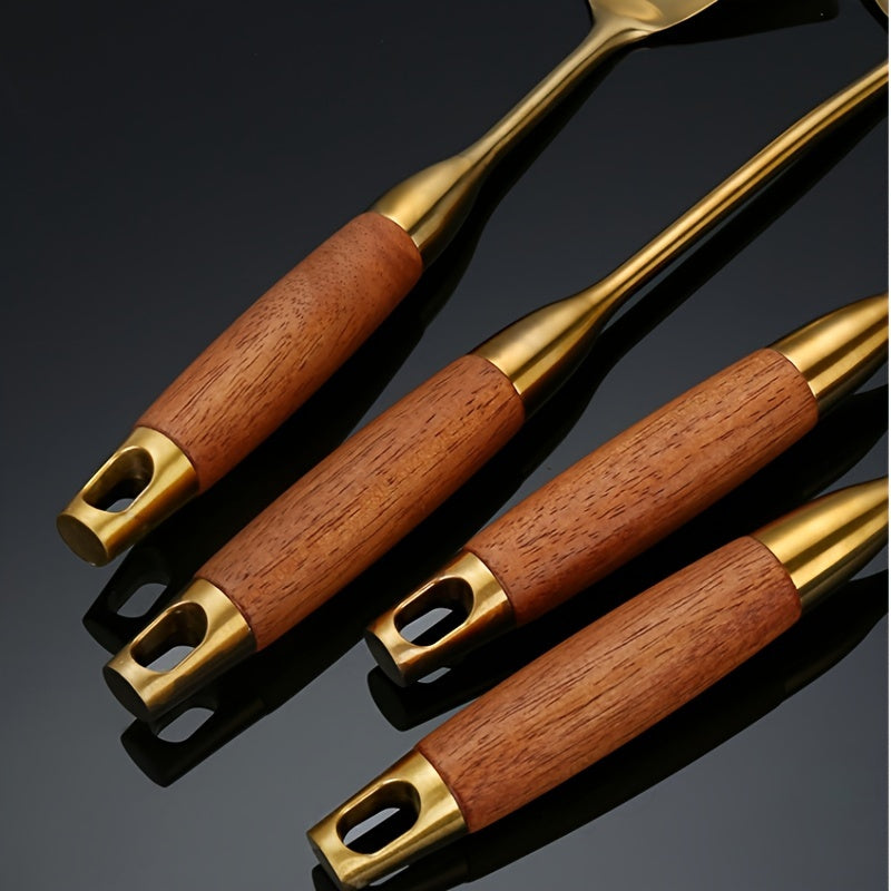 Aurora Gold and Silver Stainless Steel Kitchen Utensils - OpalDwell