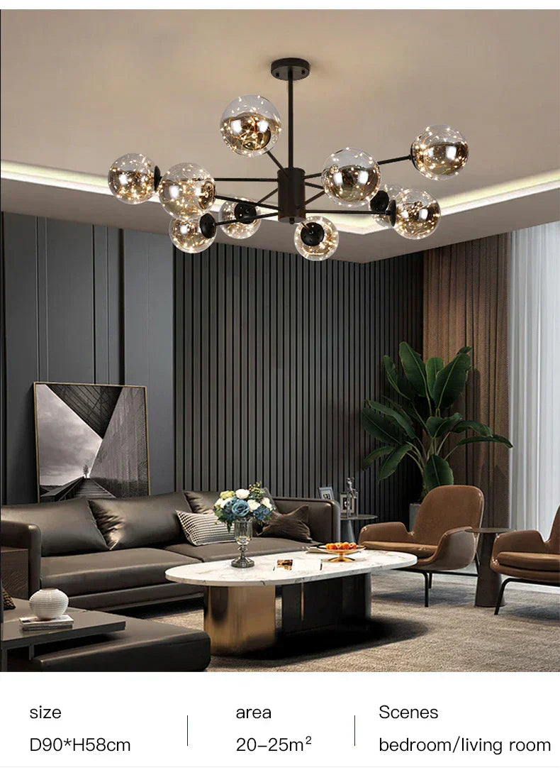 Aurene Glass Globe Chandelier By OpalDwell Modern Lighting OpalDwell
