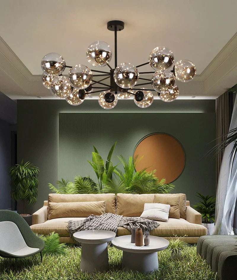 Aurene Glass Globe Chandelier By OpalDwell Modern Lighting OpalDwell
