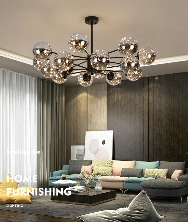 Aurene Glass Globe Chandelier By OpalDwell Modern Lighting OpalDwell