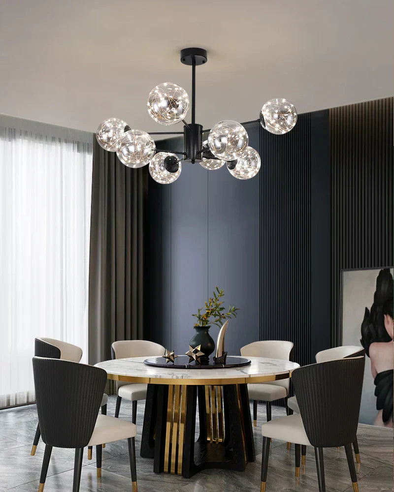 CelestiOrb Glass Globe Chandelier for Modern Living Rooms - OpalDwell