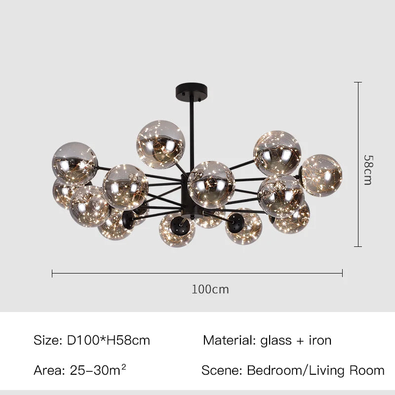Aurene Glass Globe Chandelier By OpalDwell Modern Lighting OpalDwell