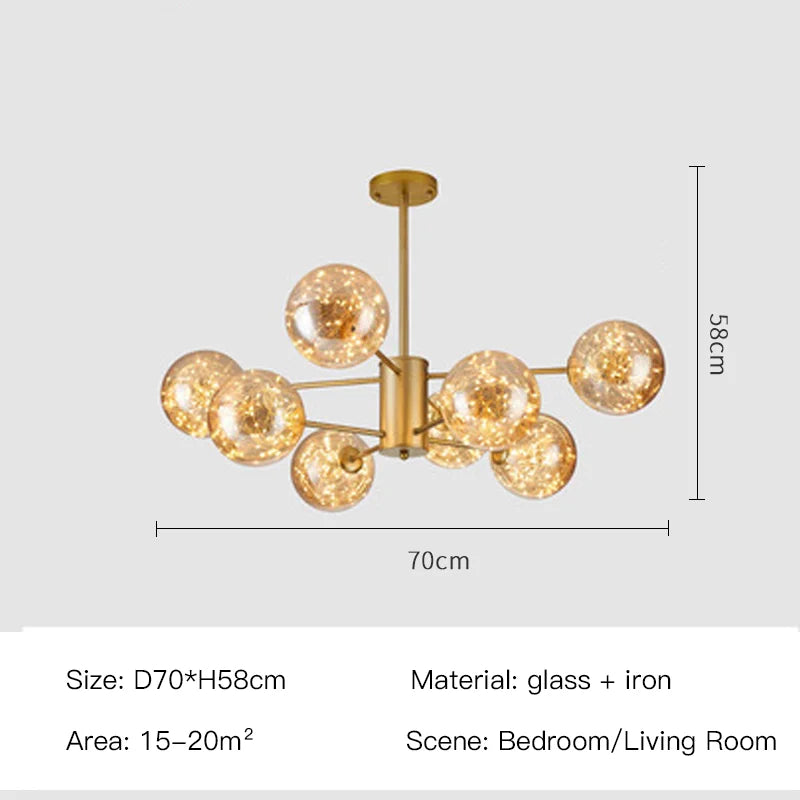 Aurene Glass Globe Chandelier By OpalDwell Modern Lighting OpalDwell