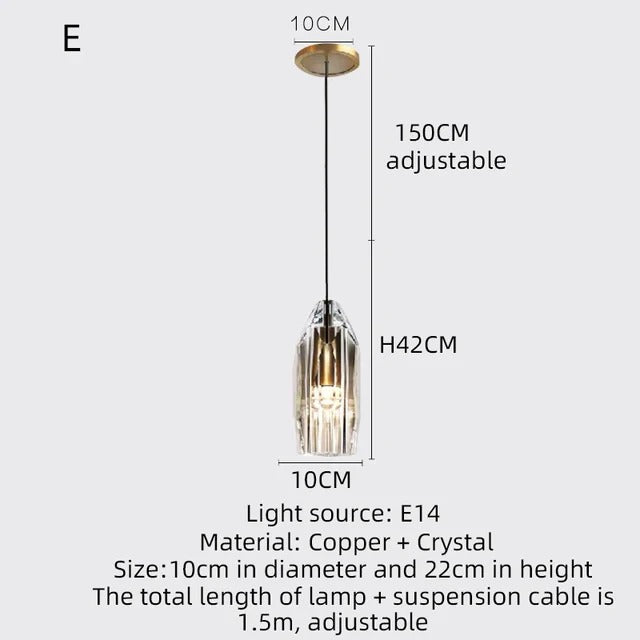 Asterra Premium Full Copper K9 Crystal LED Pendant Lights - OpalDwell