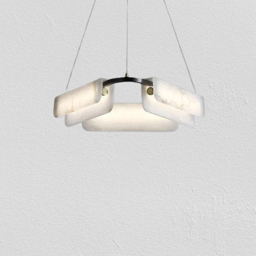 Solara Alabaster Chandelier With Genuine Stone Accents - OpalDwell