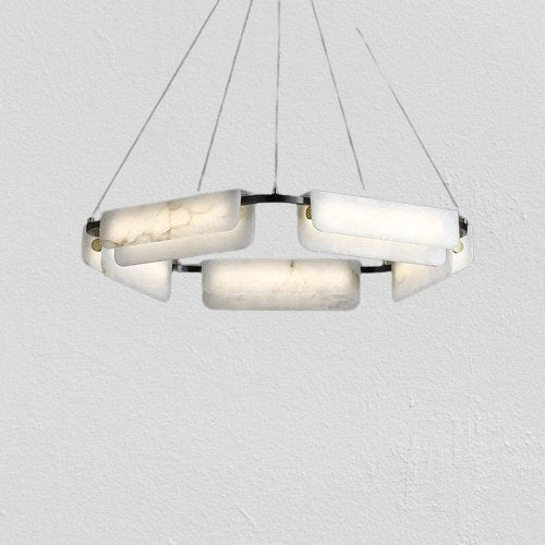 Solara Alabaster Chandelier With Genuine Stone Accents - OpalDwell