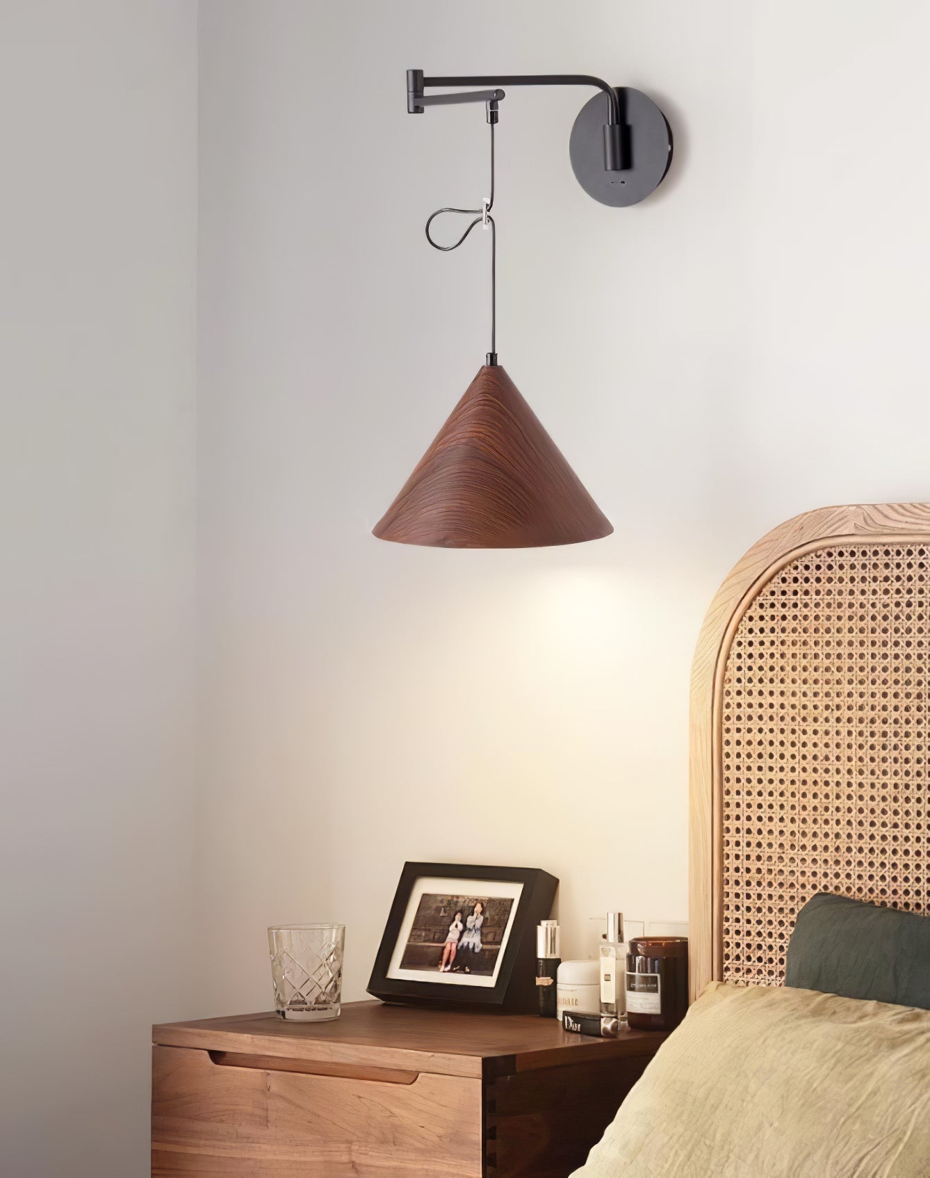 Aeron Swing-Arm Wall Lamp With Adjustable Reading Light - OpalDwell