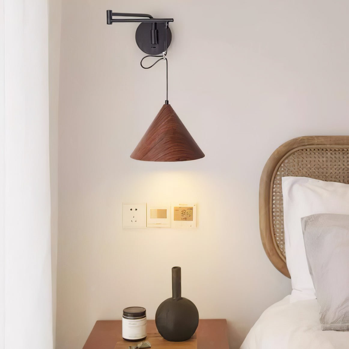 Aeron Swing-Arm Wall Lamp With Adjustable Reading Light - OpalDwell