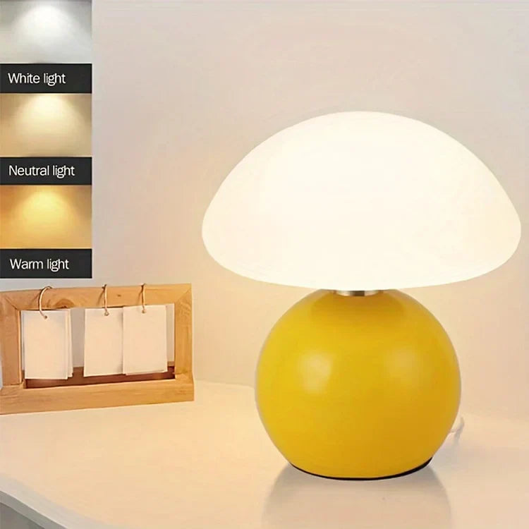 Lumora Cream Mushroom Lamp For French Bauhaus Ambience - OpalDwell