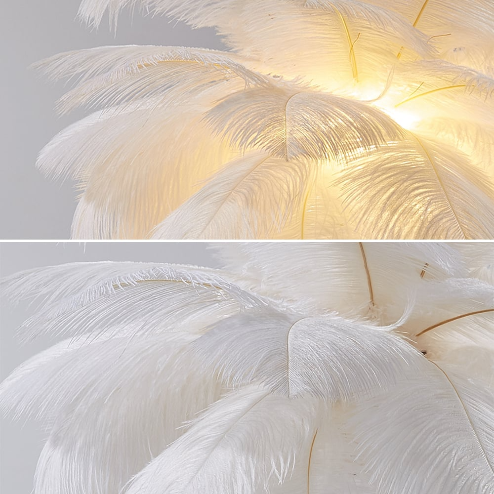Aurelia Glow Gilded Art Deco Feather Table Lamp Warm Ambient Light - OpalDwell