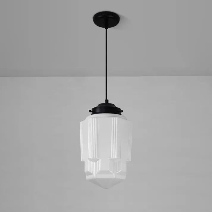 AstraLume Geometric Pendant Light in Frosted Glass - OpalDwell