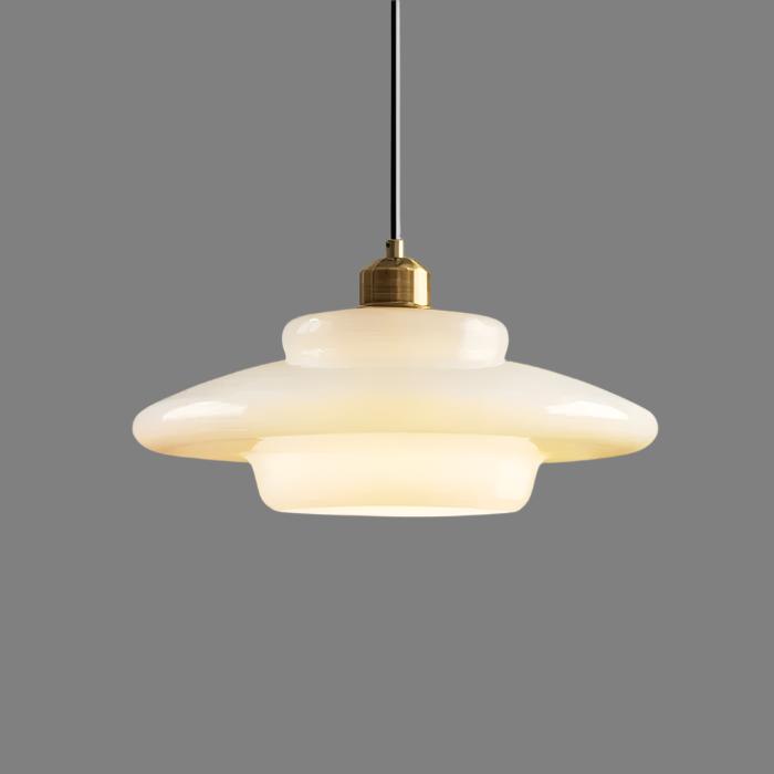 Astria Ivory Glass Pendant Light For Retro 1950s Interiors OpalDwell