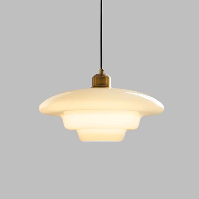 Astria Ivory Glass Pendant Light For Retro 1950s Interiors OpalDwell