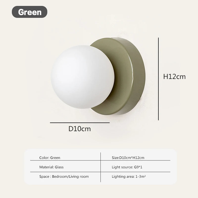 LumoVela Slim Glass Orb Wall Light Nordic LED Sconce - OpalDwell