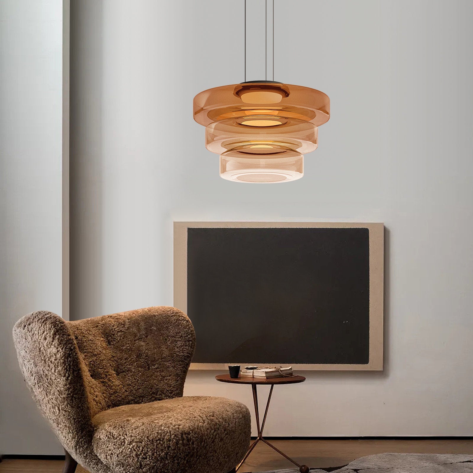Asteron Glass Pendant Light in Bauhaus Style Ceiling Lamp OpalDwell
