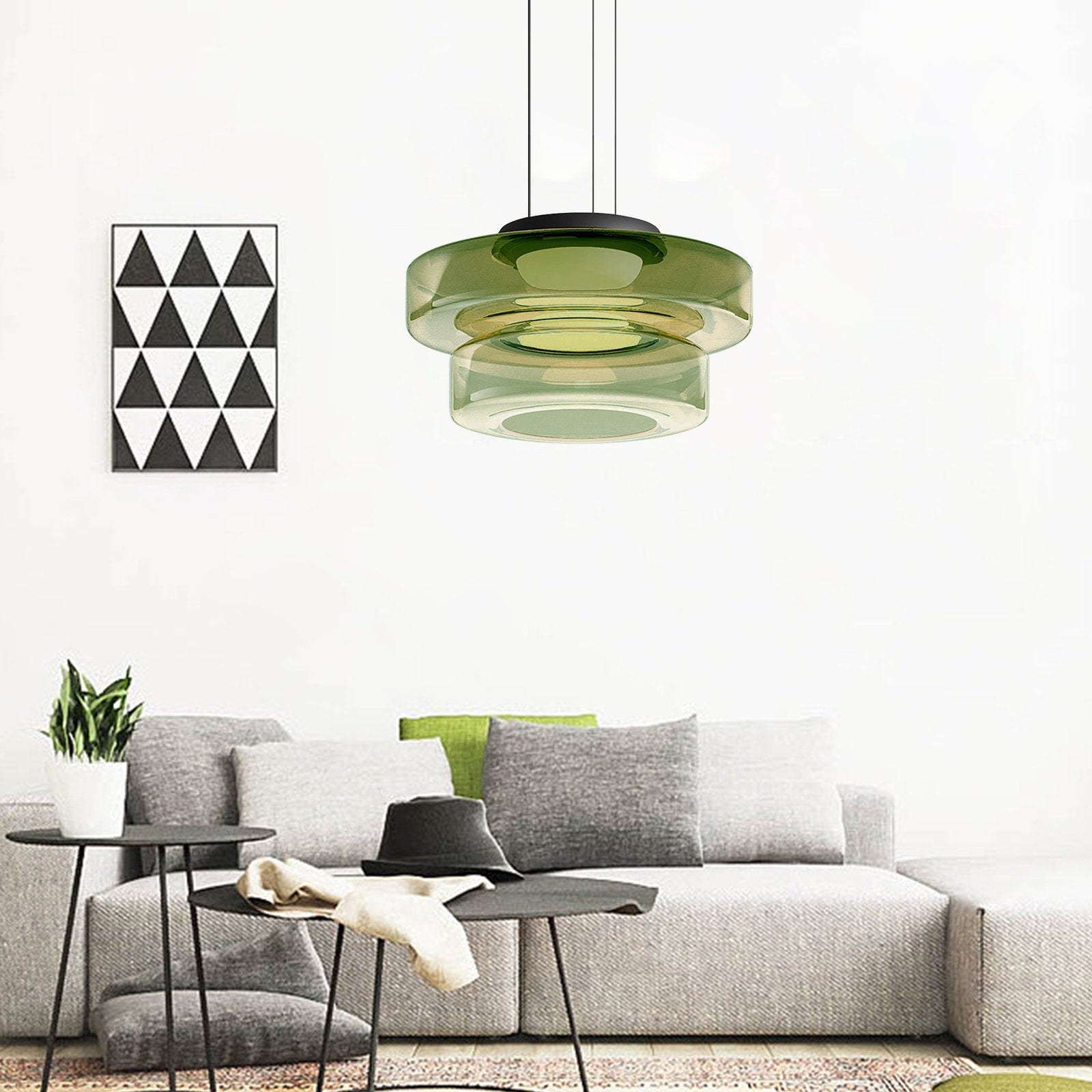 Asteron Glass Pendant Light in Bauhaus Style Ceiling Lamp OpalDwell