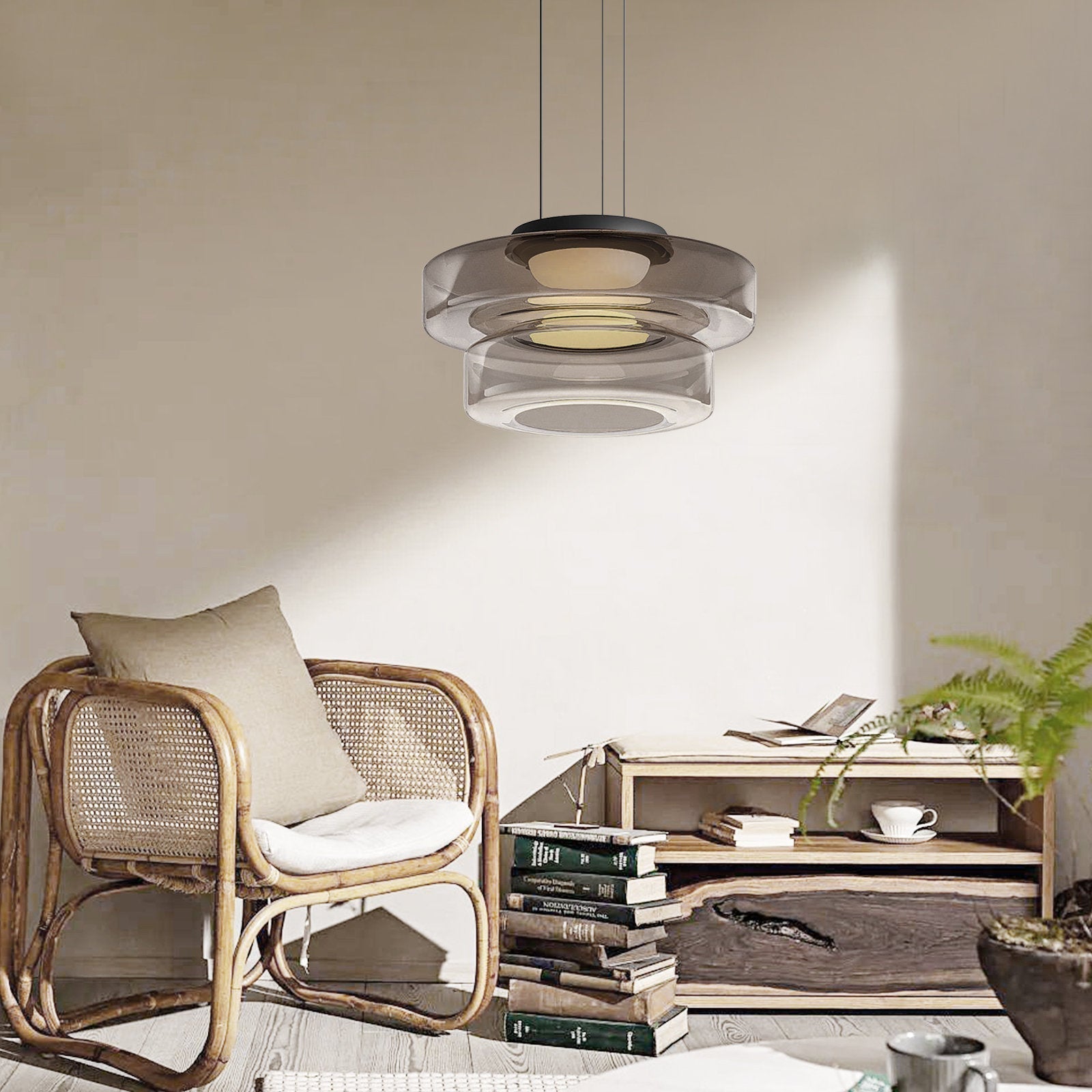 Asteron Glass Pendant Light in Bauhaus Style Ceiling Lamp OpalDwell