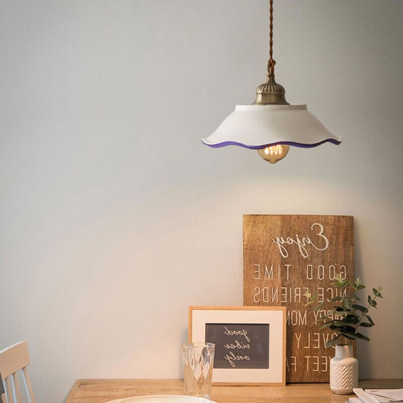 Lisboa LED Pendant Light, Ceramic Plate in Portuguese Tile Style, Bulb Included | OpalDwell OpalDwell