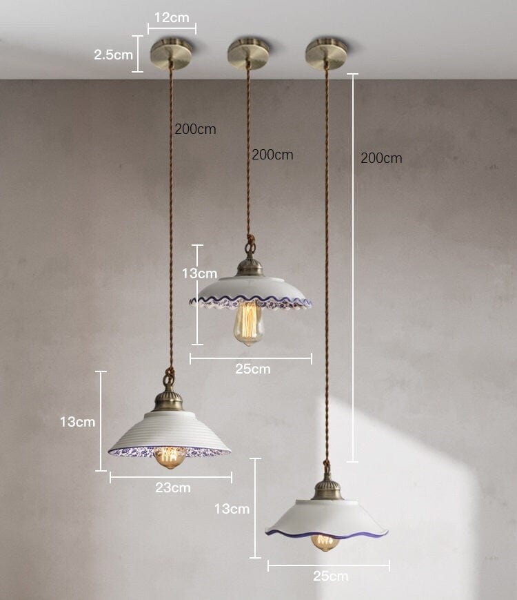 Lisboa LED Pendant Light, Ceramic Plate in Portuguese Tile Style, Bulb Included | OpalDwell OpalDwell