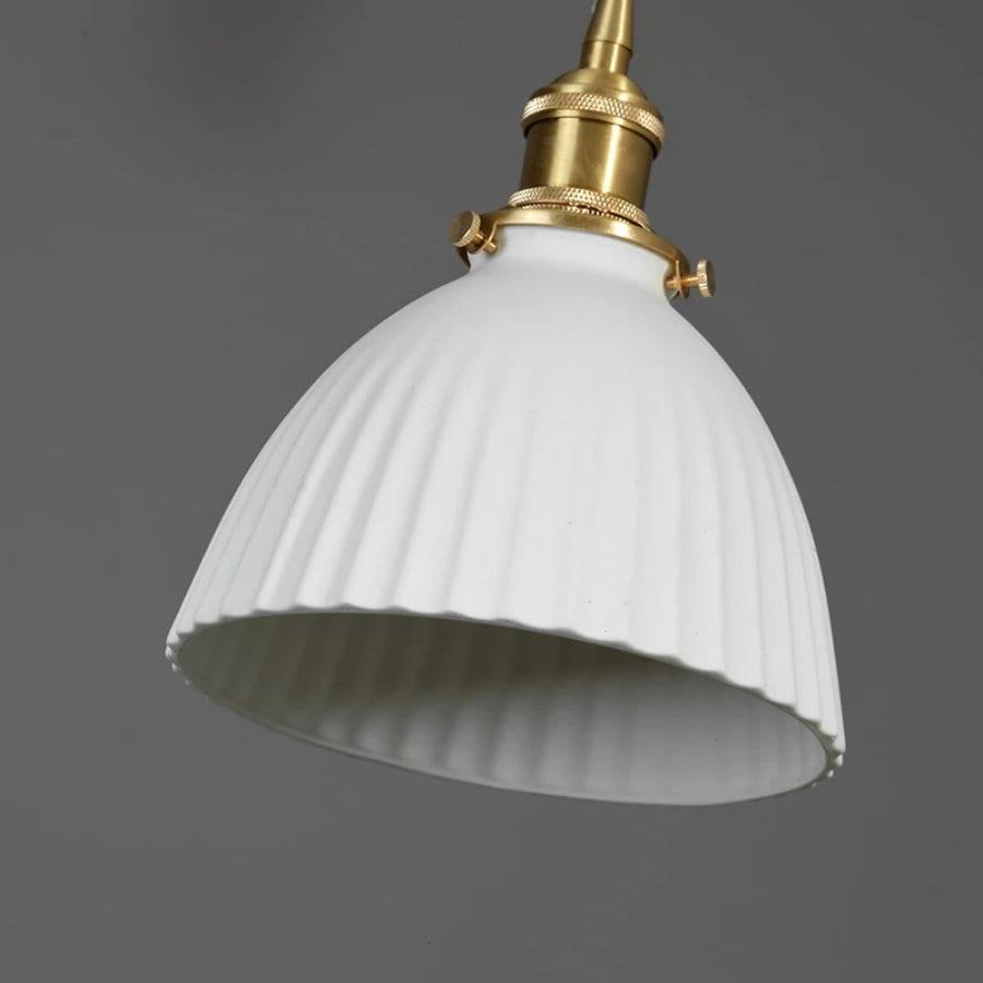 Kazumi | Ribbed Ceramic LED Pendant Light in Japanese Pleated Cup Shape, Bulb Included | OpalDwell - OpalDwell