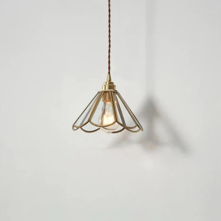 Elara Brass and Clear Glass Pendant Lamp With Twisted Cord - OpalDwell