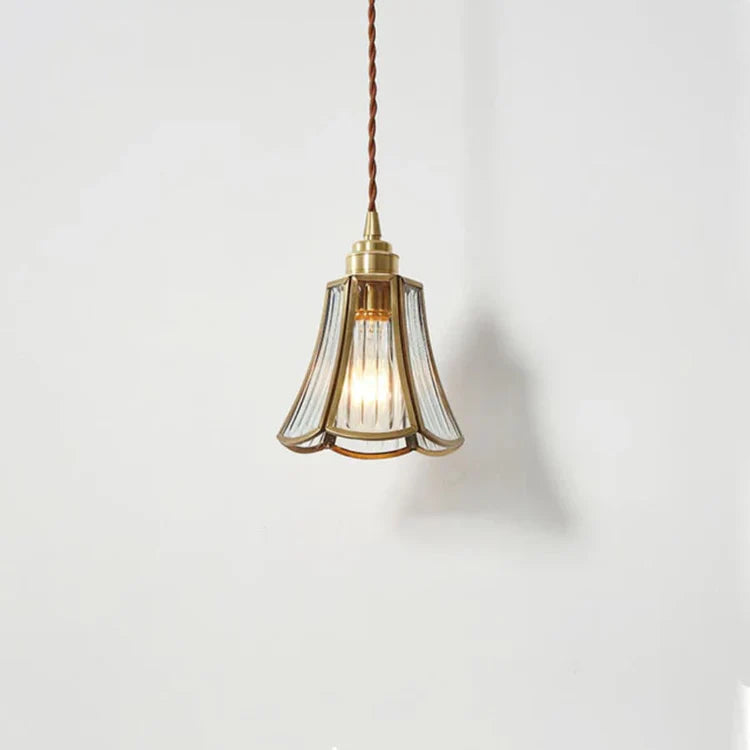 Elara Brass and Clear Glass Pendant Lamp With Twisted Cord - OpalDwell