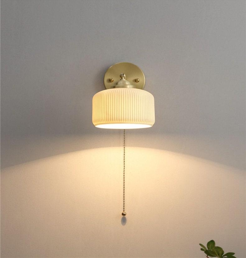 Lantern Cup-Shaped Ribbed Ceramic Wall Sconce, Bulb Included - OpalDwell