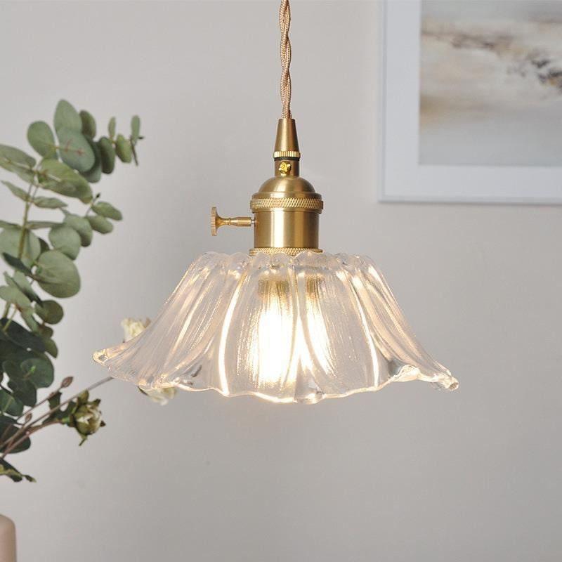 Lumenia | Frosted Glass Camellia Flower Pendant Light, Vintage Style, LED Bulb Included | OpalDwell - OpalDwell