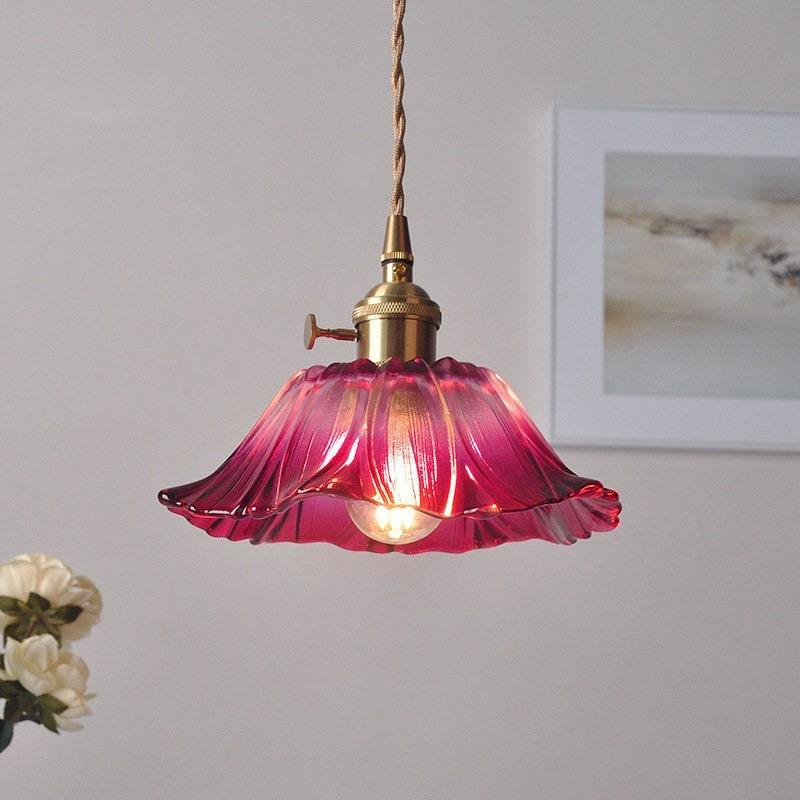 Lumenia | Frosted Glass Camellia Flower Pendant Light, Vintage Style, LED Bulb Included | OpalDwell - OpalDwell