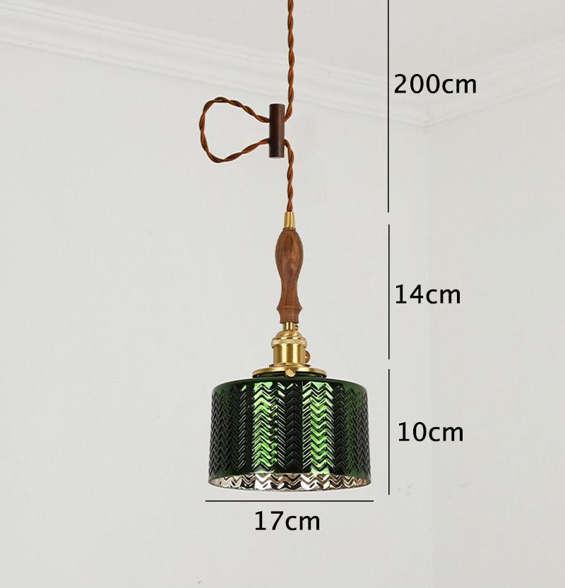 Liora | Glossy Green Glass Cylindrical Pendant Light in Art Deco Style, LED Bulb Included | OpalDwell - OpalDwell