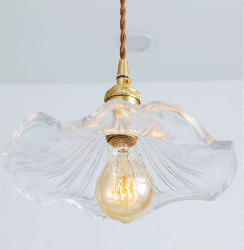 Calista Glass Hibiscus Flower Pendant Light in Vintage Style, LED Bulb Included | OpalDwell - OpalDwell