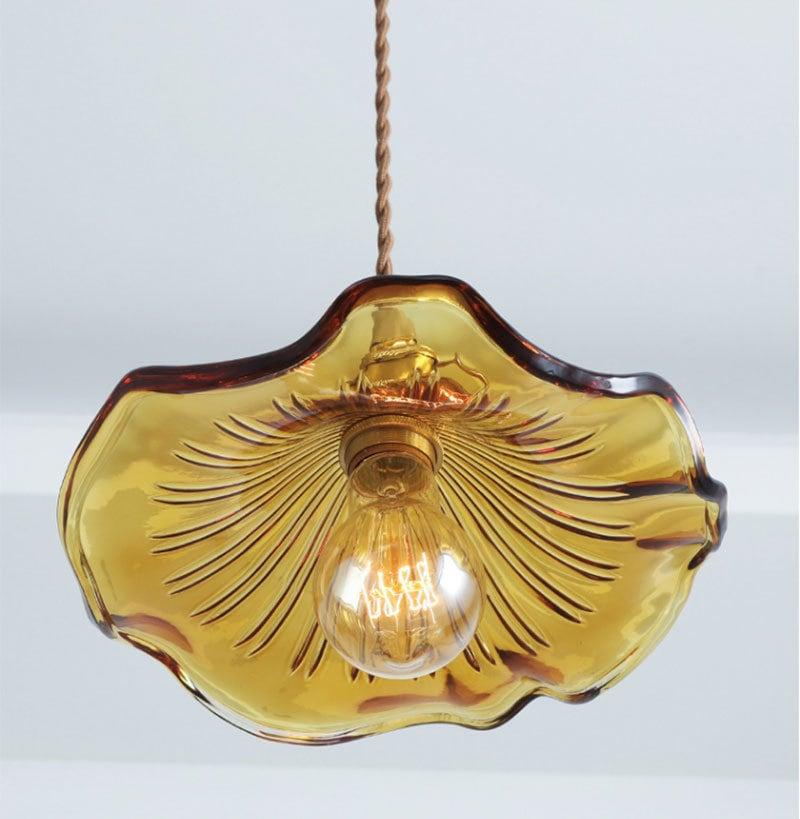 Calista Glass Hibiscus Flower Pendant Light in Vintage Style, LED Bulb Included | OpalDwell - OpalDwell