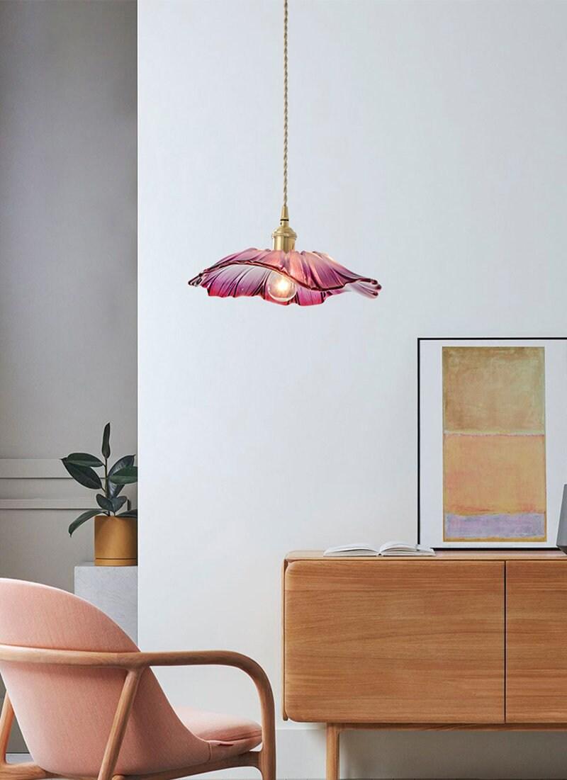 Lunara Violet Glass Sunflower Pendant Light, Retro-Style LED with Bulb Included | OpalDwell - OpalDwell