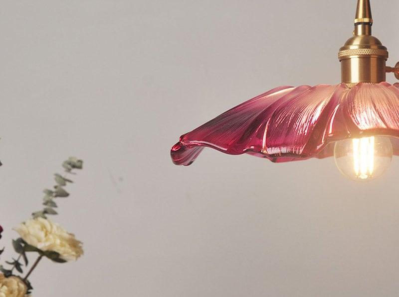 Lunara Violet Glass Sunflower Pendant Light, Retro-Style LED with Bulb Included | OpalDwell - OpalDwell