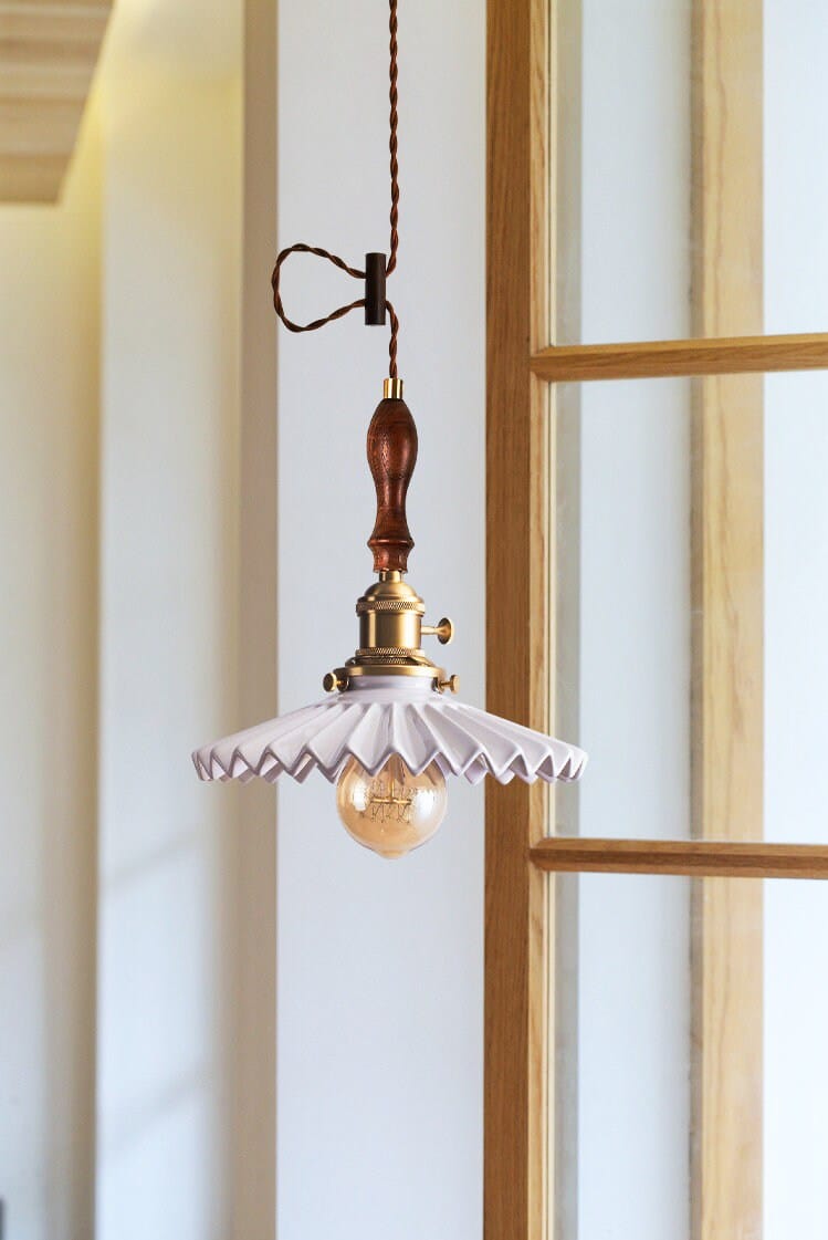 Liora | Art Deco Pleated Tutu Pendant LED Light in Glazed Ceramic - Bulb Included | OpalDwell - OpalDwell