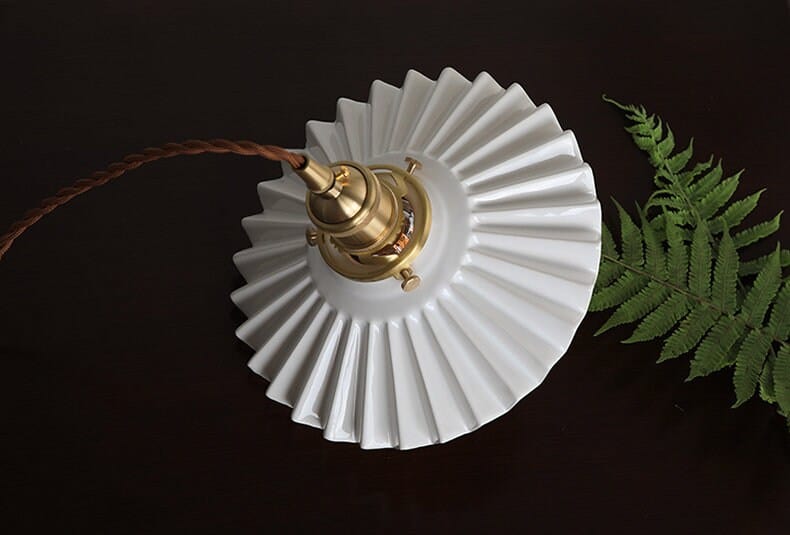 Liora | Art Deco Pleated Tutu Pendant LED Light in Glazed Ceramic - Bulb Included | OpalDwell - OpalDwell