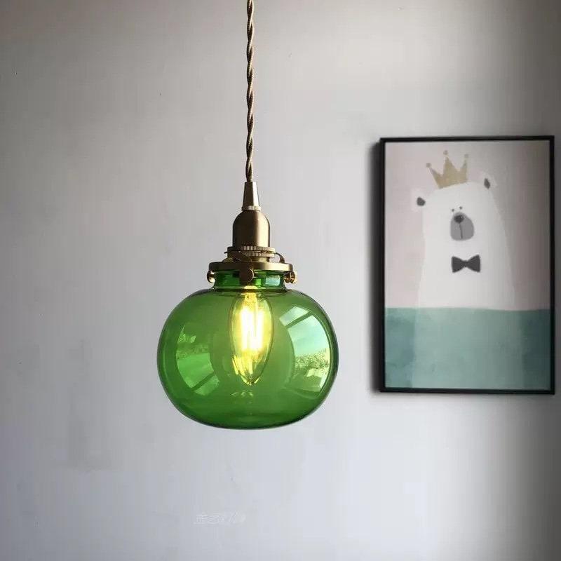 Lunora | Handcrafted Glass Globe Pendant Light in Vintage Style with LED Bulb Included OpalDwell