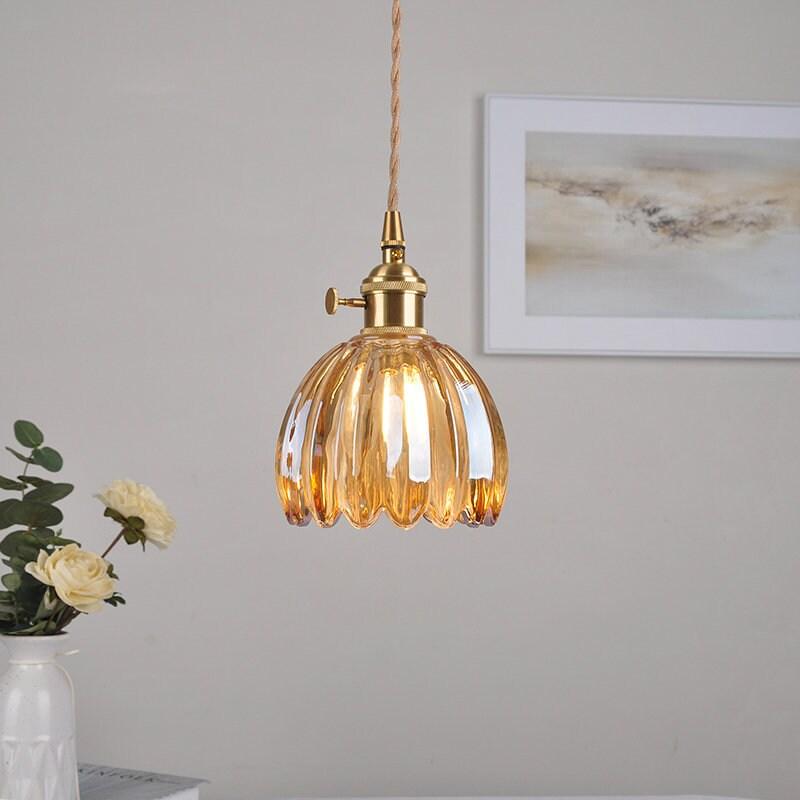 Marisel | Mini Glass Floral LED Pendant Light in Vintage Style - Bulb Included | OpalDwell - OpalDwell