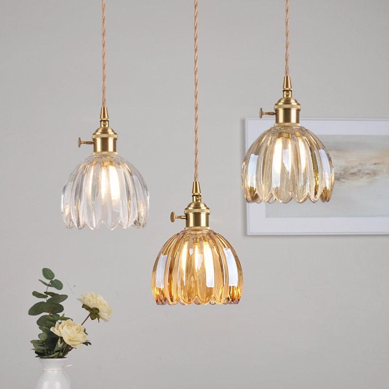 Marisel | Mini Glass Floral LED Pendant Light in Vintage Style - Bulb Included | OpalDwell - OpalDwell