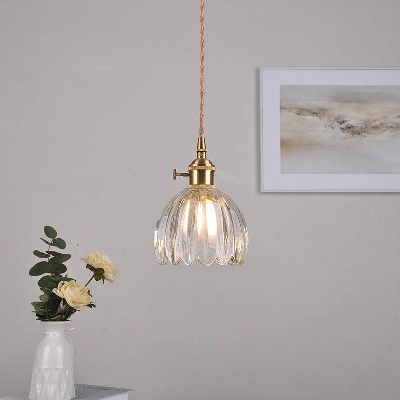 Marisel | Mini Glass Floral LED Pendant Light in Vintage Style - Bulb Included | OpalDwell - OpalDwell