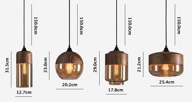 Lumina Nordic Metal LED Pendant Light with Woody Design, Tea-Tinted Glass Shade and Bulb Included | OpalDwell - OpalDwell