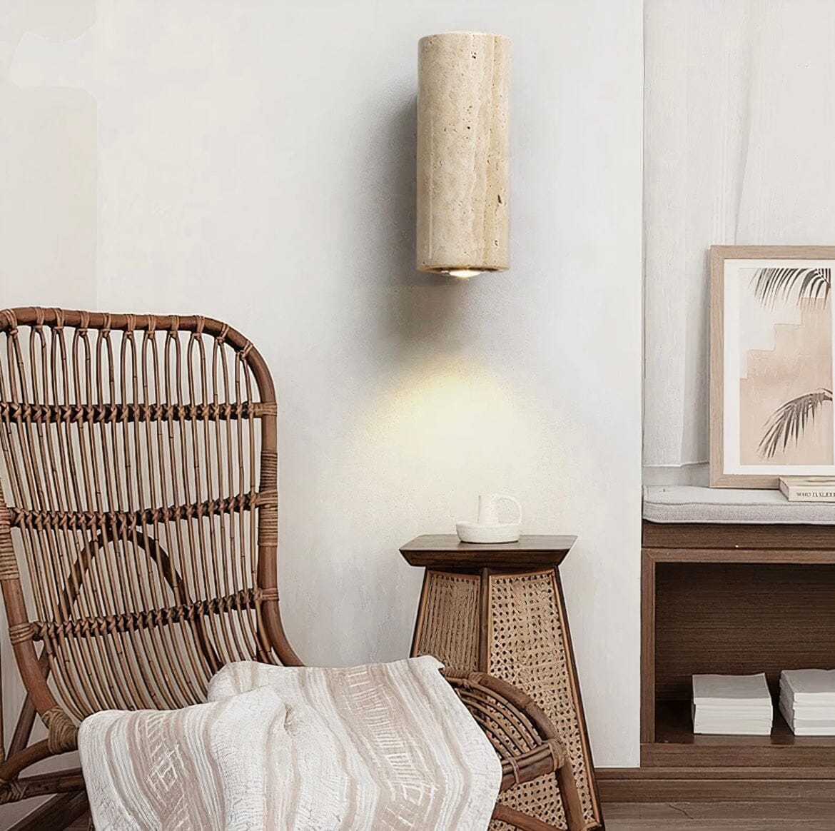 Ebony Travertine Wall Sconce - OpalDwell