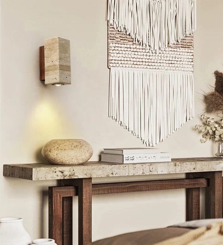 Ebony Travertine Wall Sconce - OpalDwell