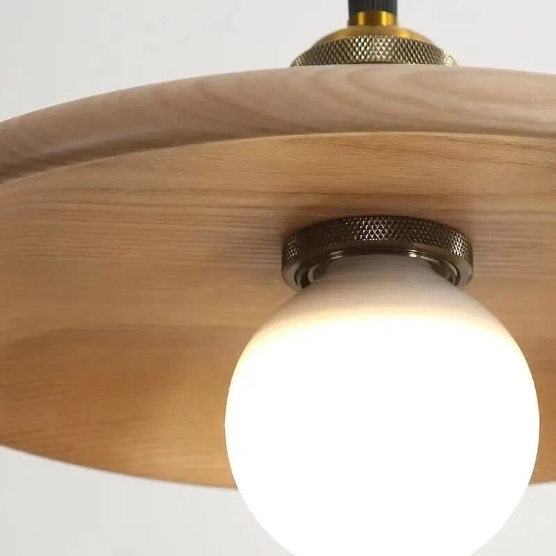 FjordLumen Nordic Oak Wood Pendant Light With Warm Glow For Dining Room - OpalDwell