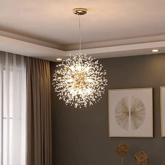 Asterra Modern Crystal Dandelion Pendant Ceiling Light OpalDwell
