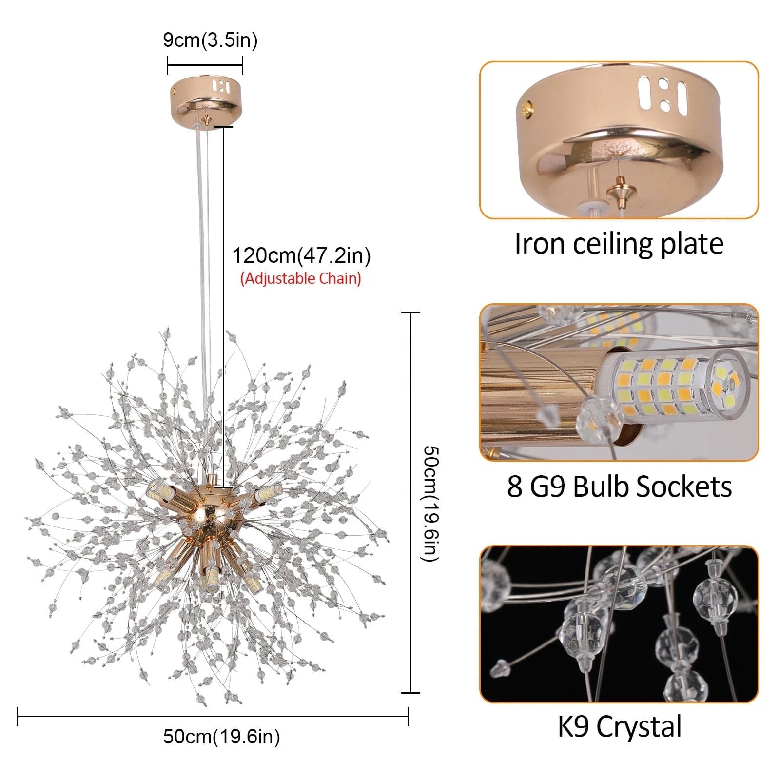 Asterra Modern Crystal Dandelion Pendant Ceiling Light OpalDwell